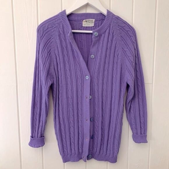 Vintage Empire Purple Cable Knit Cardigan - Picture 1 of 4